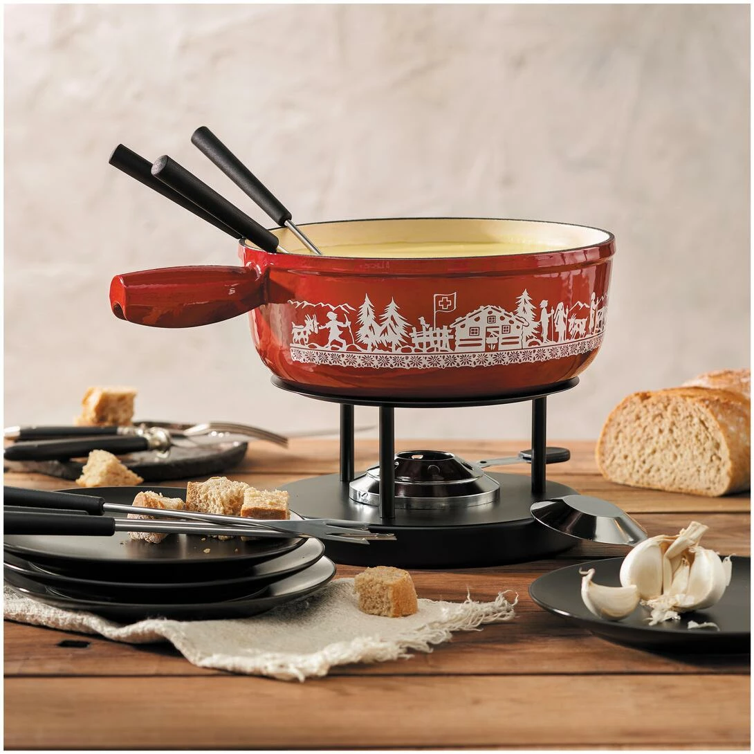 Kuhn Rikon Caquelon Induktion Gusseisen Rot Alpweide 24cm – Bild 2