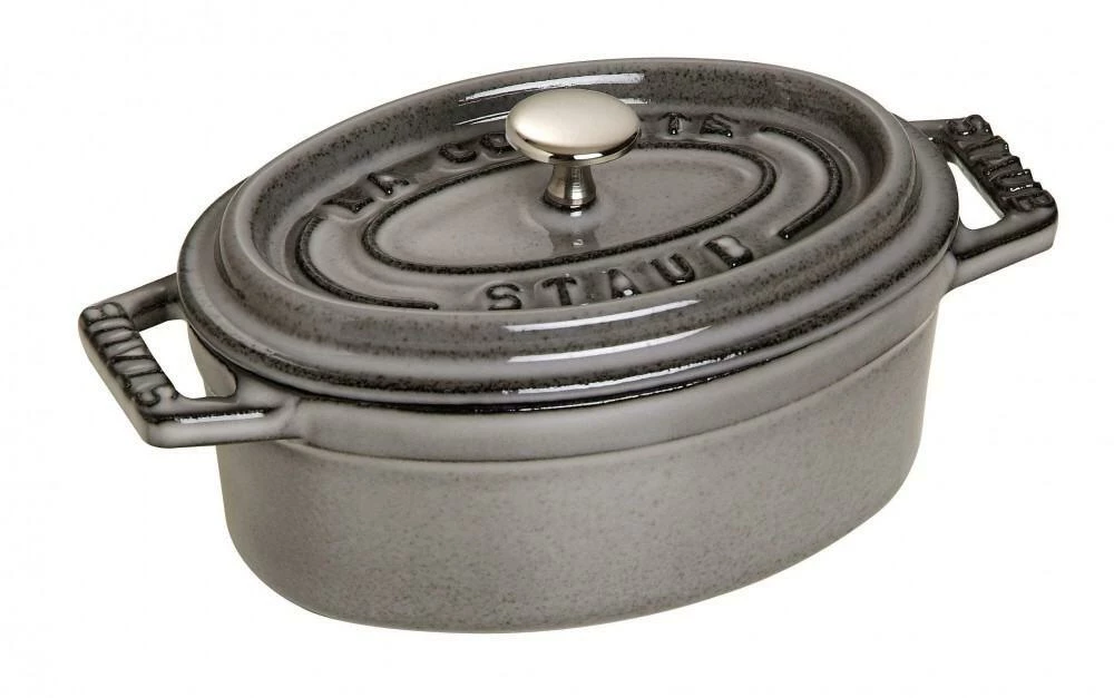 Staub Mini Cocotte Oval Aus Gusseisen In Graphitgrau