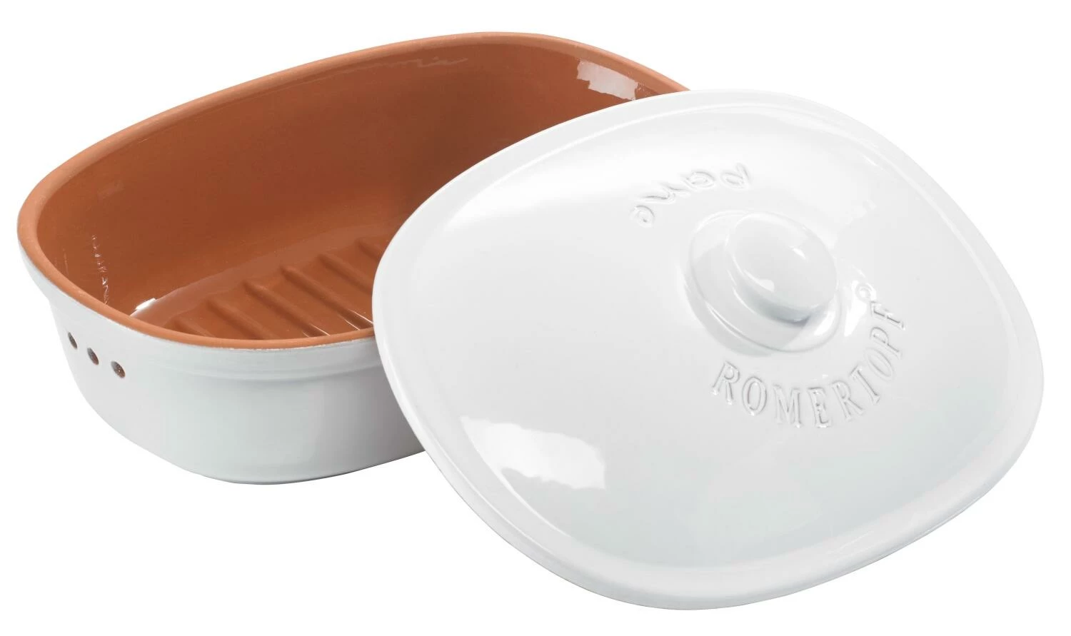Römertopf Brot-Frische-Topf Oval Weiß, Medium – Bild 2