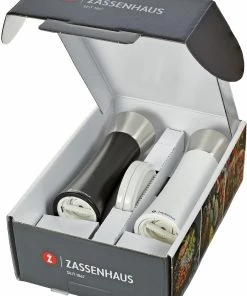 Zassenhaus Mühlen-Set Augsburg Schwarz/weiß Inkl. Porzellanuntersetzer