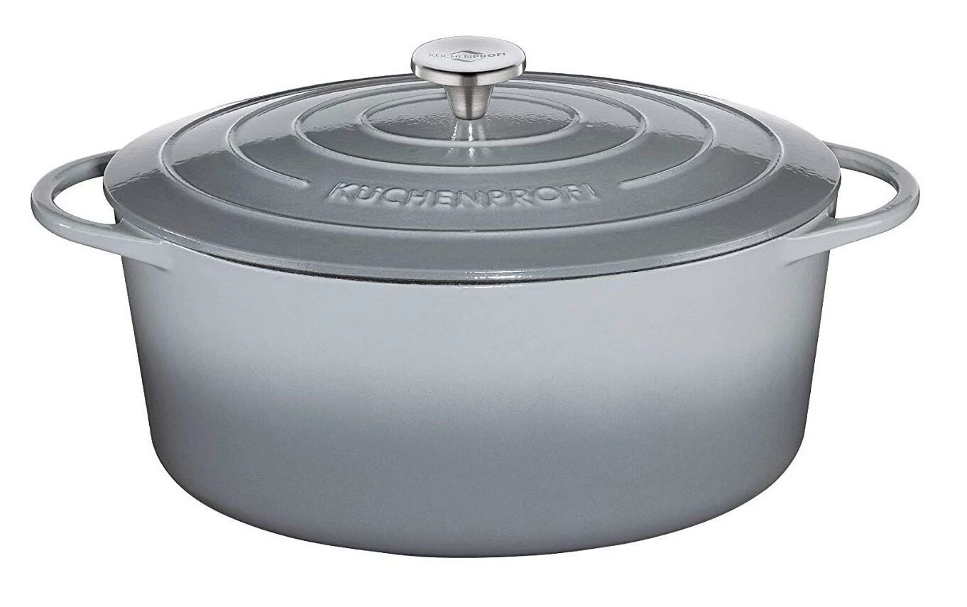 Küchenprofi Bratentopf Oval Aus Gusseisen In Grau